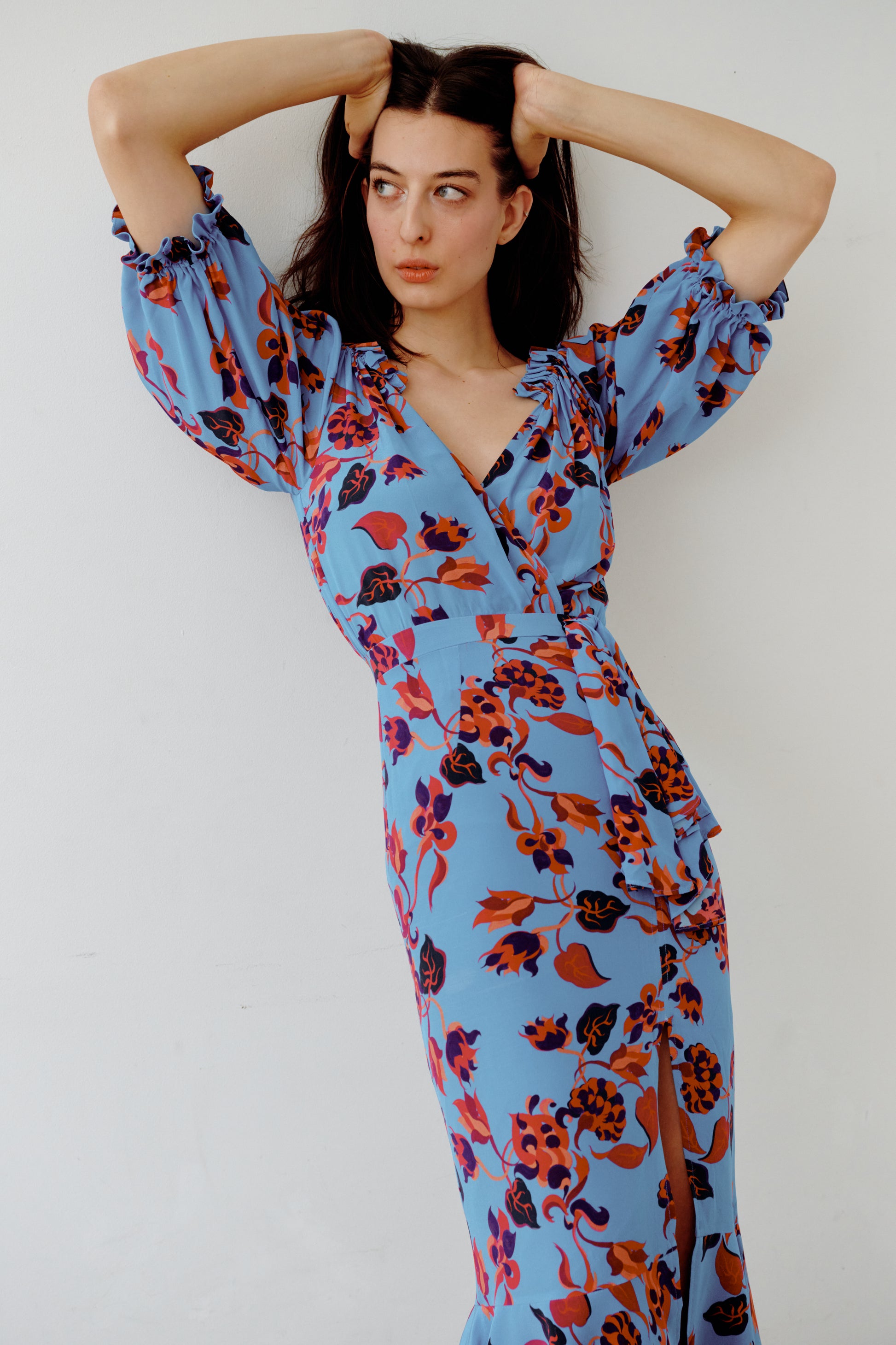 Saloni Size 0 Blue Multi 100% Silk 8-23 Dress – Consignment Brooklyn