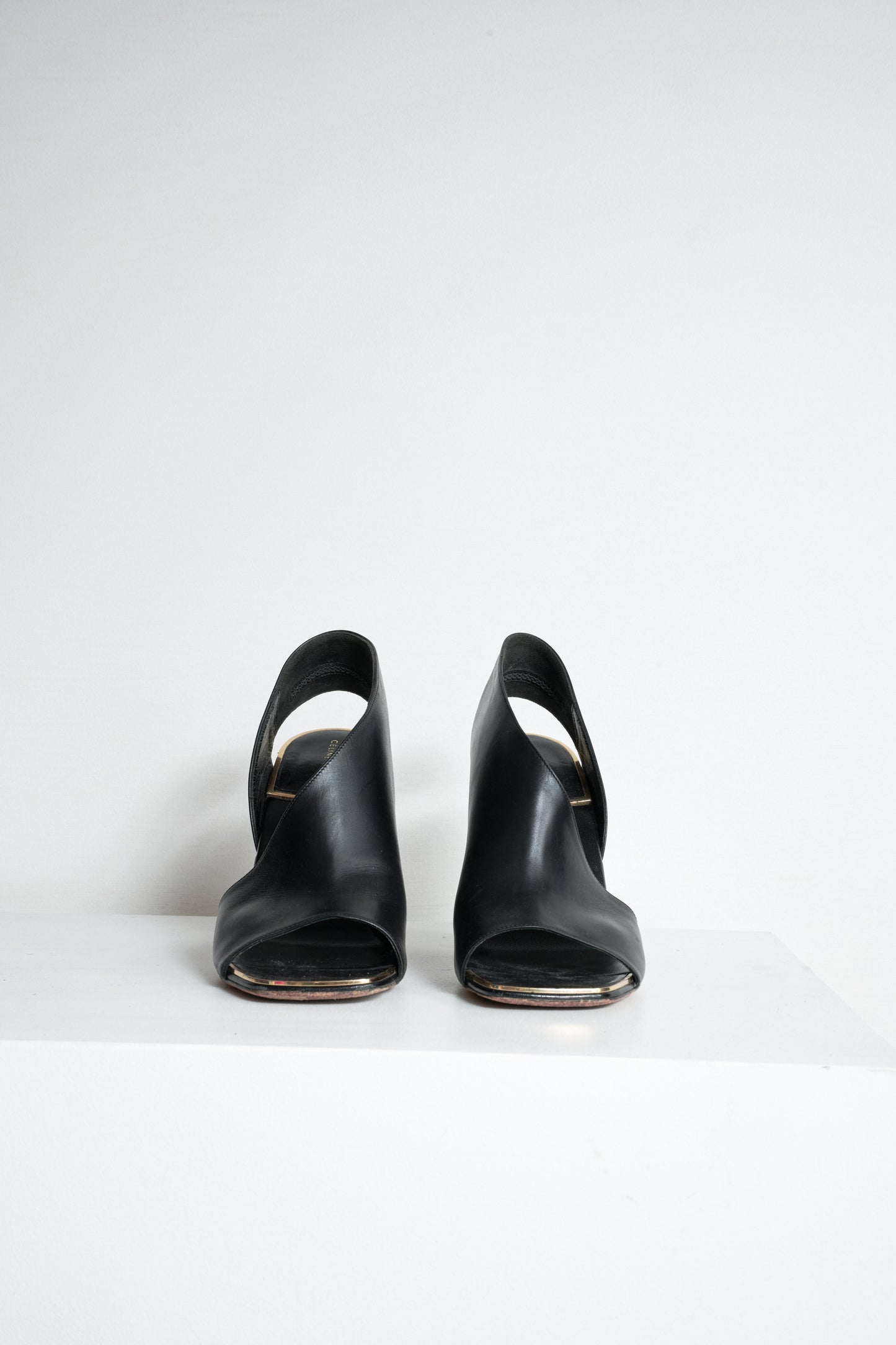 Black Leather Mules